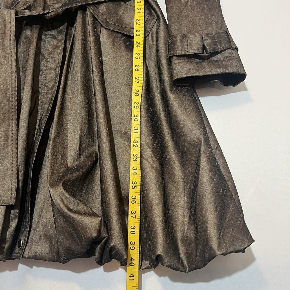 SAMUEL DONG BUBBLE COAT DRESS Women Classic XL Brown Bronze Lined Water Resistan - Picture 5 of 15